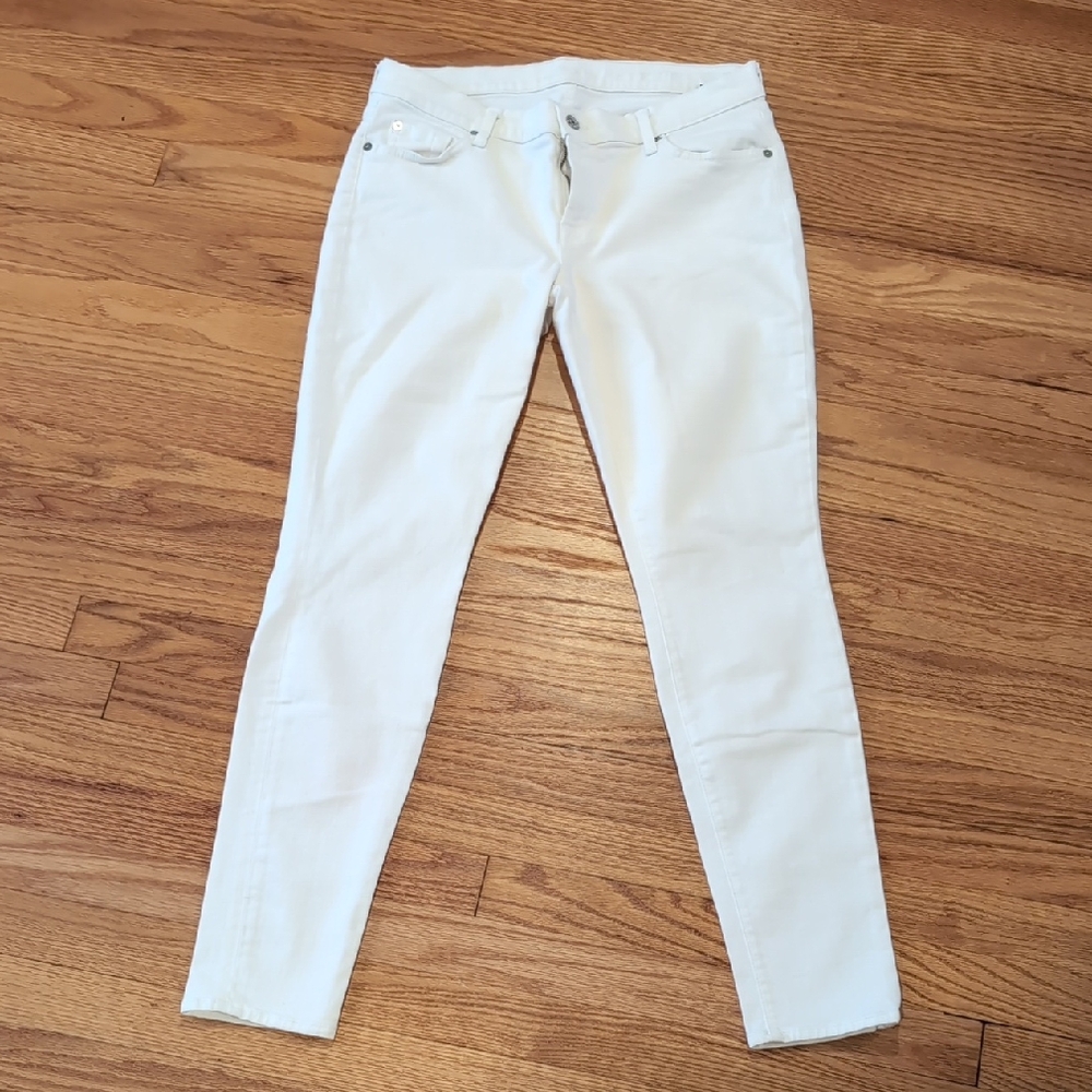 7 For All Mankind White Skinny Jeans Stretch Denim